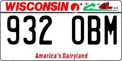 WI license plate 932OBM