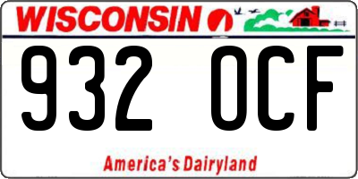 WI license plate 932OCF