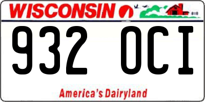 WI license plate 932OCI