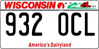 WI license plate 932OCL