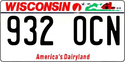 WI license plate 932OCN