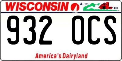 WI license plate 932OCS