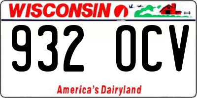 WI license plate 932OCV