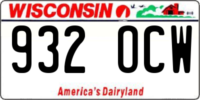 WI license plate 932OCW