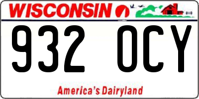 WI license plate 932OCY