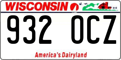 WI license plate 932OCZ