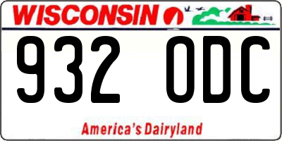WI license plate 932ODC