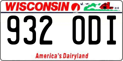 WI license plate 932ODI