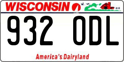 WI license plate 932ODL
