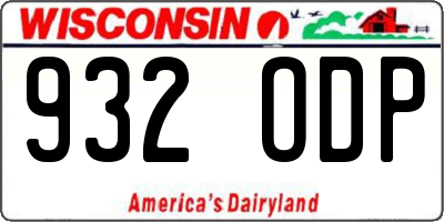 WI license plate 932ODP