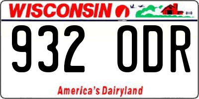 WI license plate 932ODR