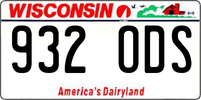 WI license plate 932ODS