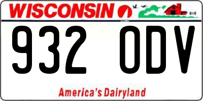 WI license plate 932ODV