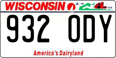 WI license plate 932ODY