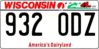 WI license plate 932ODZ
