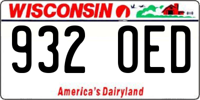 WI license plate 932OED