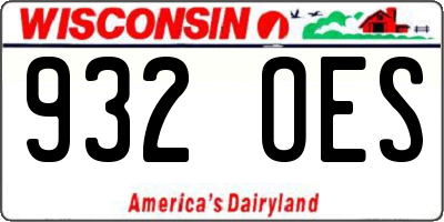 WI license plate 932OES