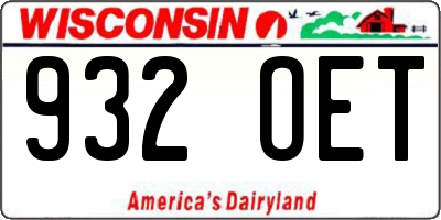 WI license plate 932OET