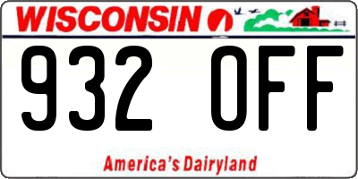 WI license plate 932OFF