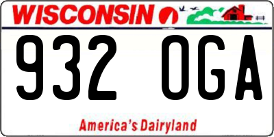WI license plate 932OGA