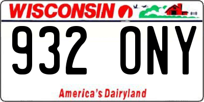 WI license plate 932ONY