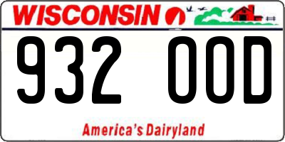 WI license plate 932OOD