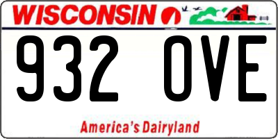 WI license plate 932OVE