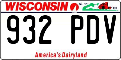 WI license plate 932PDV