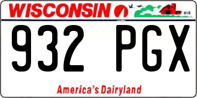 WI license plate 932PGX