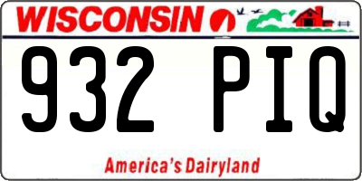WI license plate 932PIQ