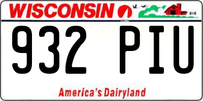 WI license plate 932PIU