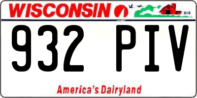 WI license plate 932PIV