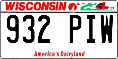WI license plate 932PIW