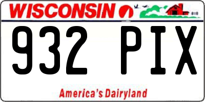 WI license plate 932PIX