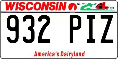 WI license plate 932PIZ