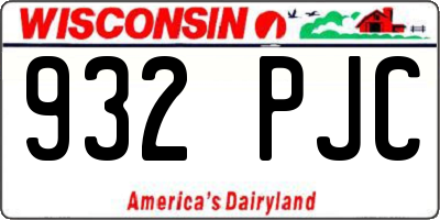 WI license plate 932PJC