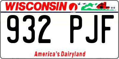 WI license plate 932PJF