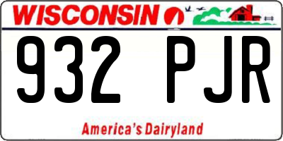 WI license plate 932PJR