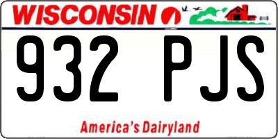 WI license plate 932PJS