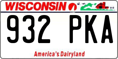 WI license plate 932PKA