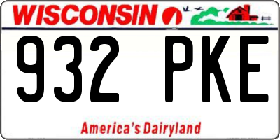 WI license plate 932PKE