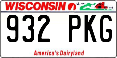 WI license plate 932PKG