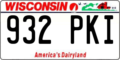 WI license plate 932PKI