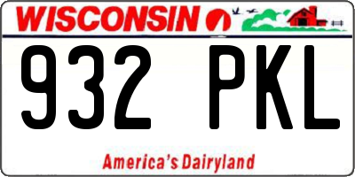WI license plate 932PKL