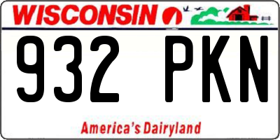 WI license plate 932PKN