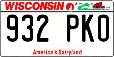 WI license plate 932PKO