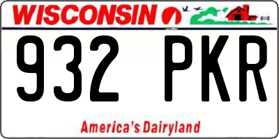 WI license plate 932PKR
