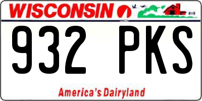 WI license plate 932PKS
