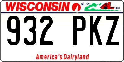 WI license plate 932PKZ
