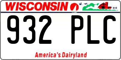 WI license plate 932PLC